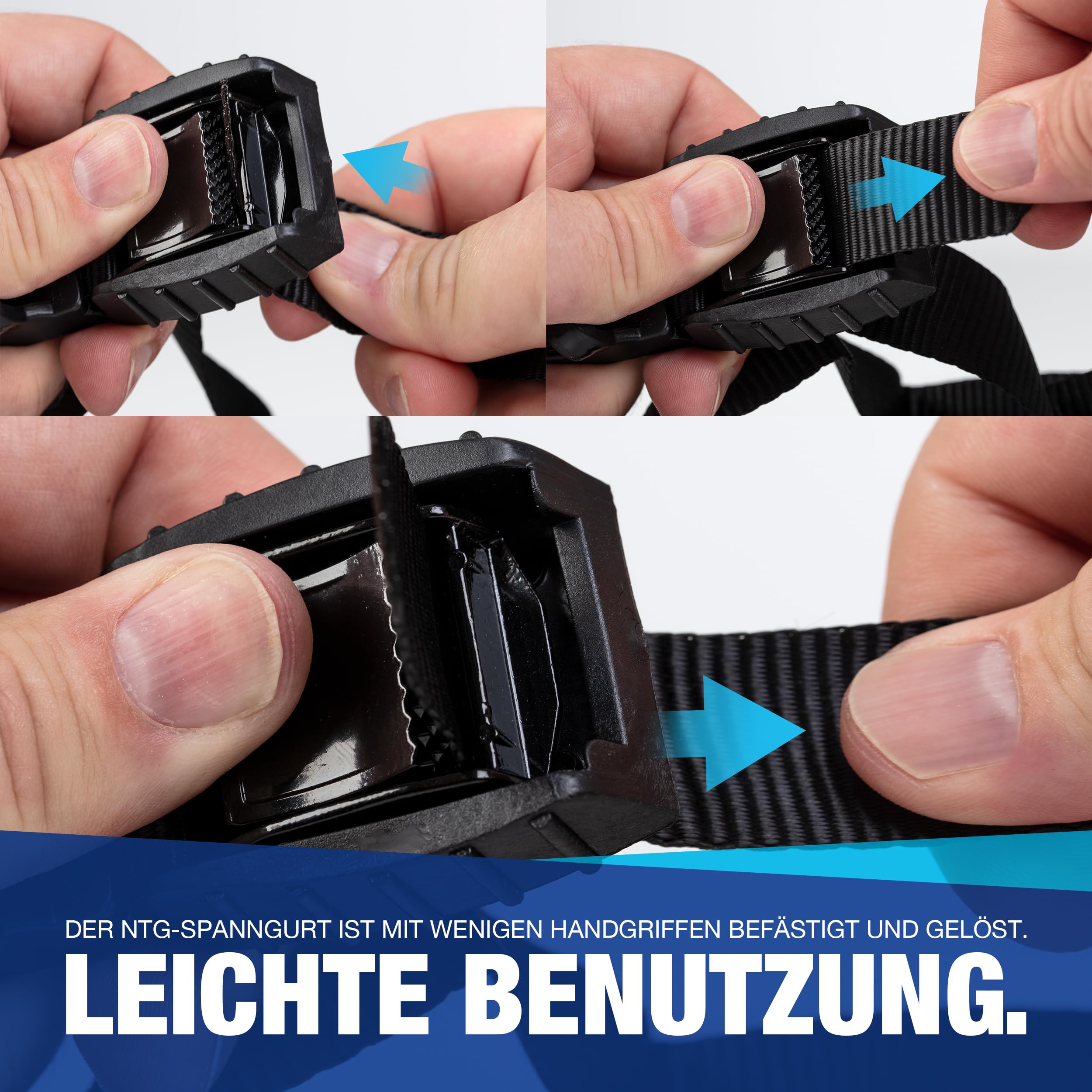 Cinghie di ancoraggio con chiusura a morsetto e protezione in gomma, per un rapido fissaggio in auto, portabiciclette, carrello e durante il trasloco. (8, 2 metri)