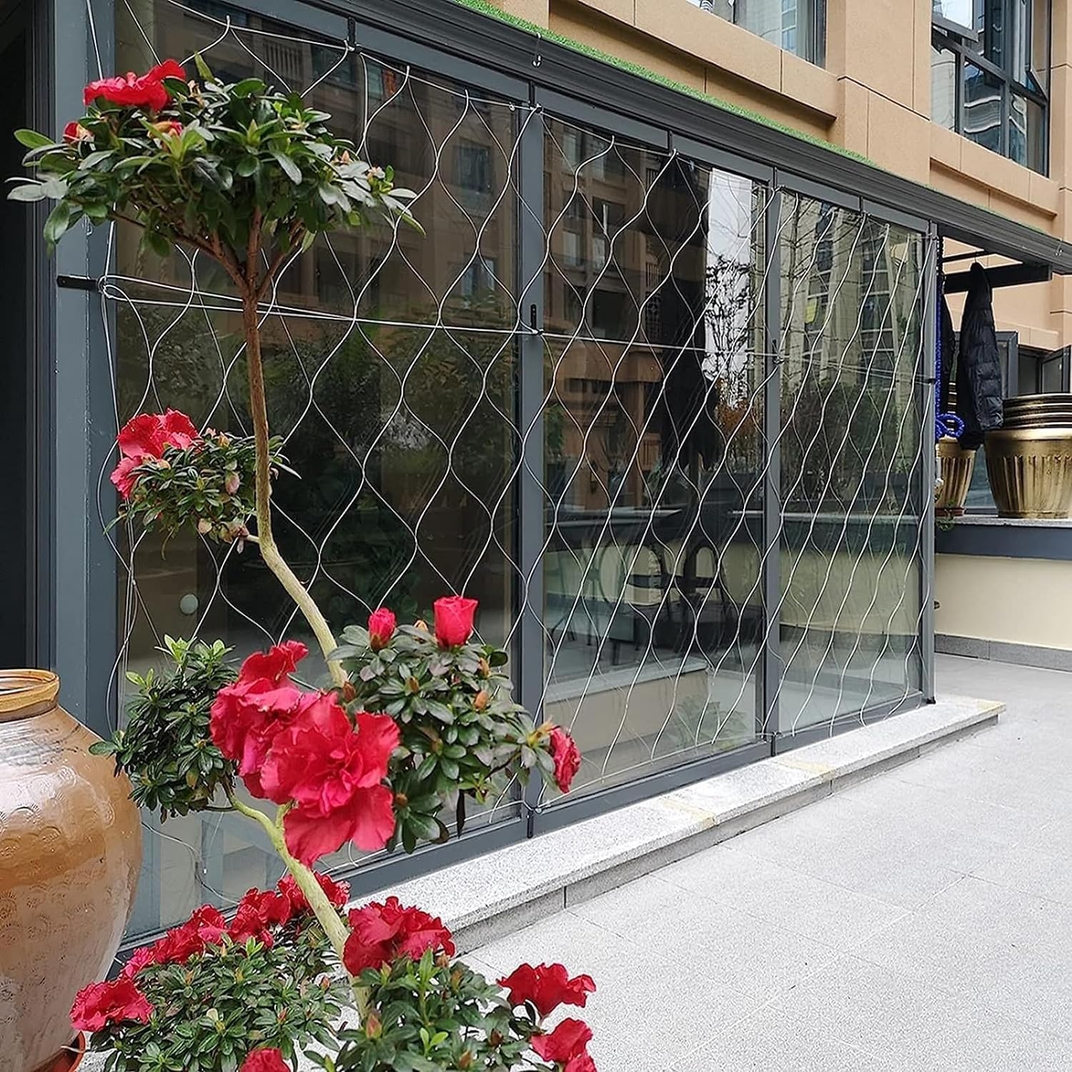Red de Escalada Flexible y Duradera de Acero Inoxidable de 0,8 x 9 m para decoración de Jardines, Granjas, Balcones y escaleras: Sistema de Soporte versátil para Plantas trepadoras y hortali