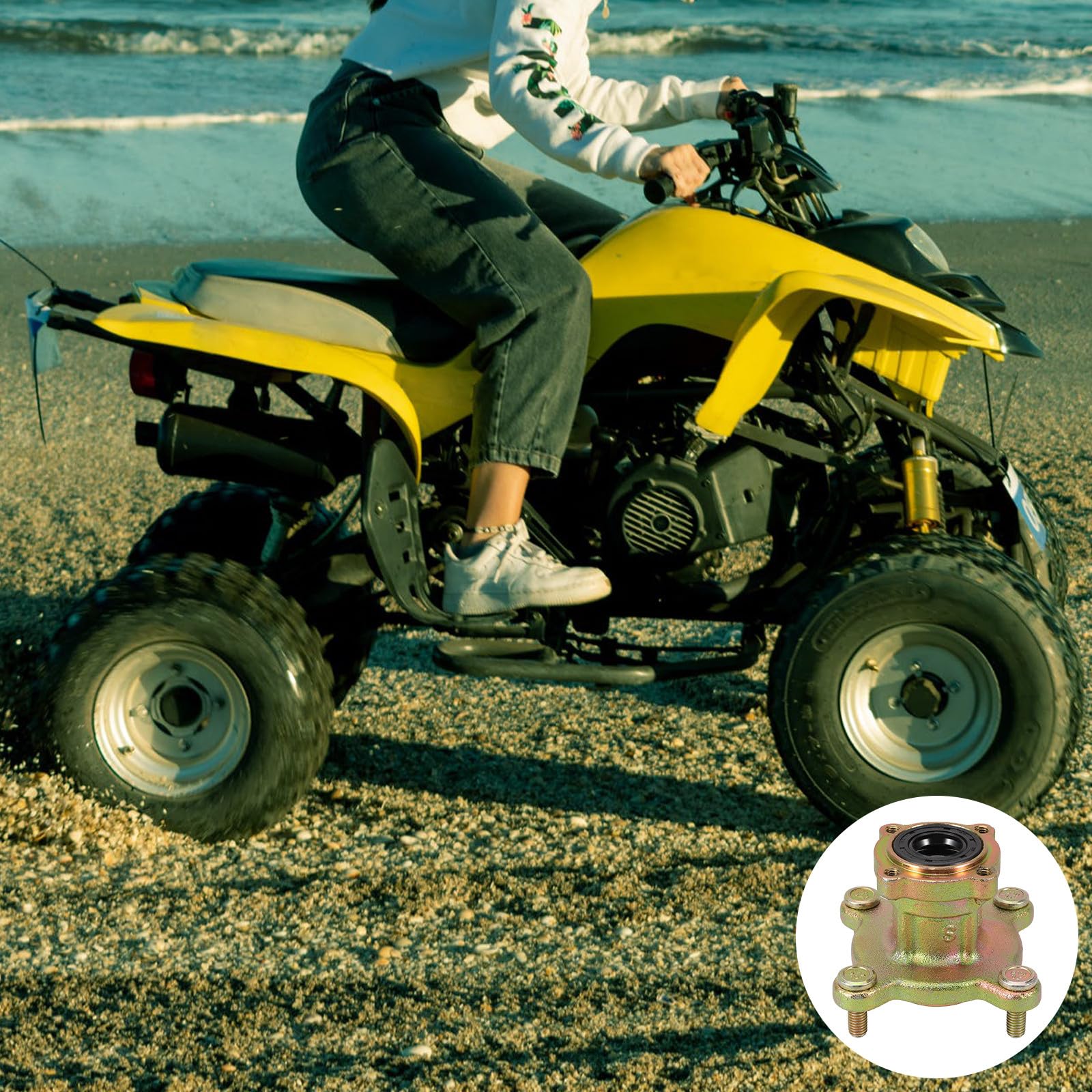 Mozzo Ruota Anteriore Go-Kart 4 Fori 15Mm, Cerchione 88Mm, Componente in Metallo per ATV 50-110cc, Adatto a Piste Sterrate e Spiagge