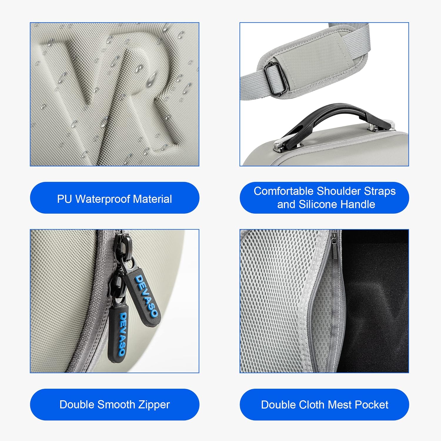 DEVASO Carrying Case for Playstation VR2/Meta Quest Pro/Meta Quest 2, Hard Travel Case Storage for Meta Quest Pro VR Gaming Headset and Accessories, VR Accessories for Travel, Storage, and Portable Protection