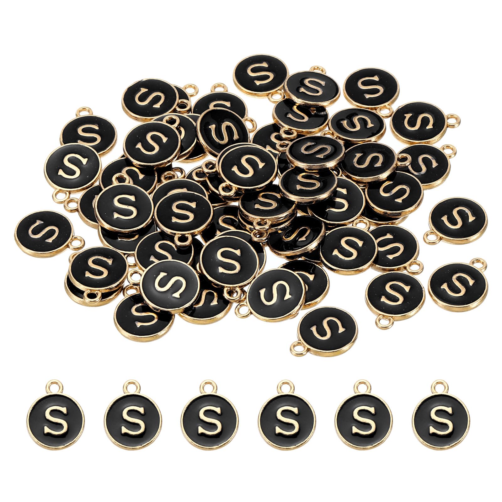 PATIKIL Letter Charm, 60Pcs Double Sided Alphabet Initial Charm Pendants Beads Enamel Charm for Bracelet Necklace Earring DIY Jewelry Making, Black