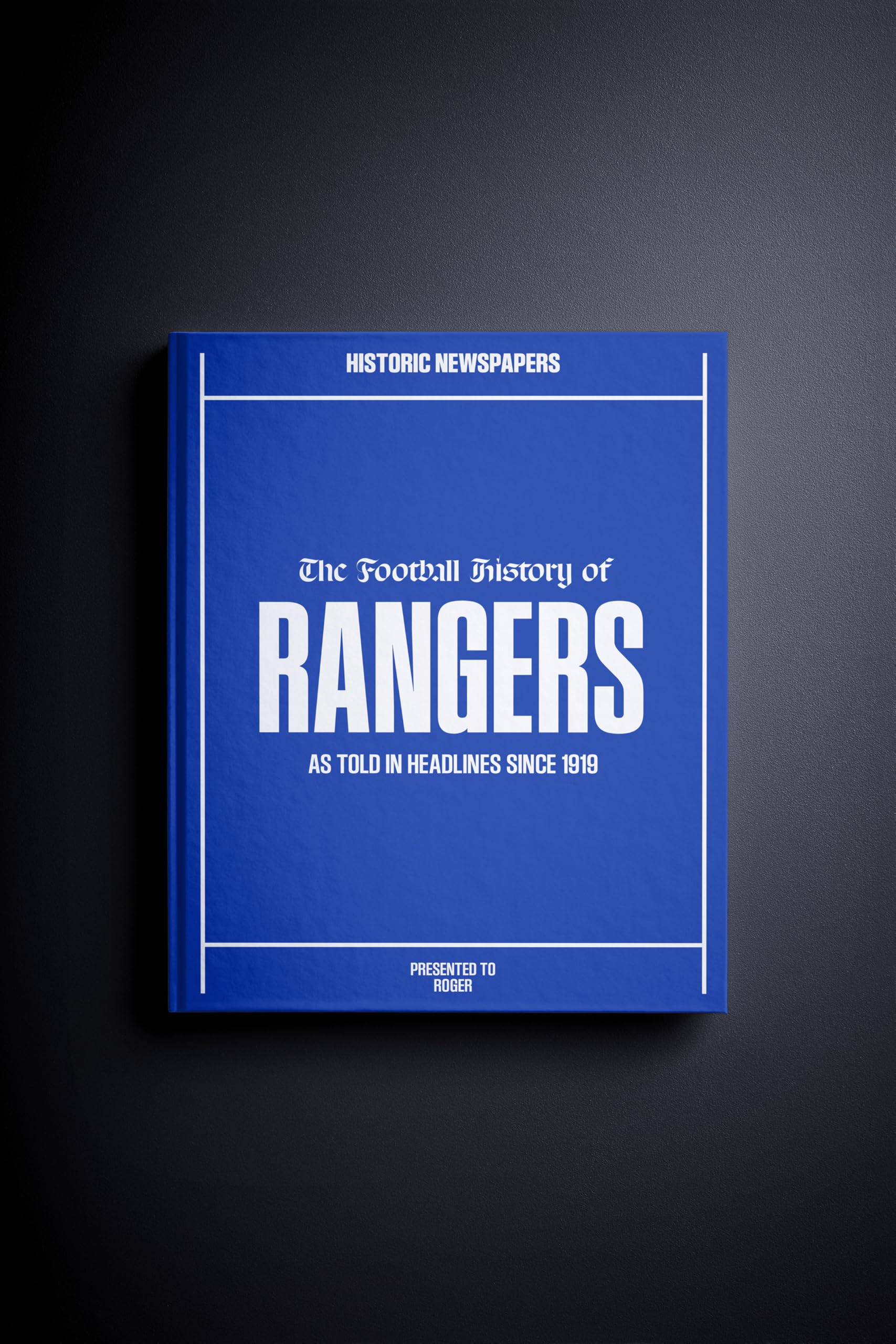 Historic Newspapers Rangers | Personalised Football Gift | Name Printed on Cover | Football History Book Through Newspapers | Football Gifts for Boys | Birthday Present for Him | Football Fan Gift — image 1