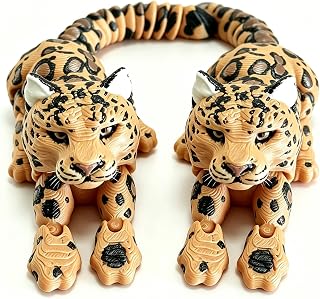 2 Pack 3D Printed Articulated Leopard Fidget Toy, Realistic Spotted Flexible Joint Animal Figurine, Stress Relief Desktop Display Ornament, Novelty Gift for Collectors, Kids & Adult Fidget Fans