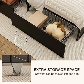 Amazon.com: GAZHOME Twin Bed Frame with 2 XL Storage Drawers