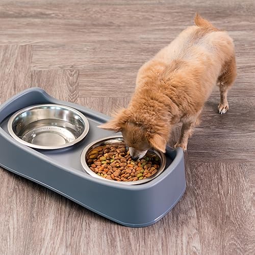 Miniatura 11 de IRIS USA Adjustable Elevated Dog Bowls, Raised Feeder with 2 Stainless Steel 64 oz Bowls, Spill-Guard Rim, 12.25" or 4.63" Heights, Durable Plastic