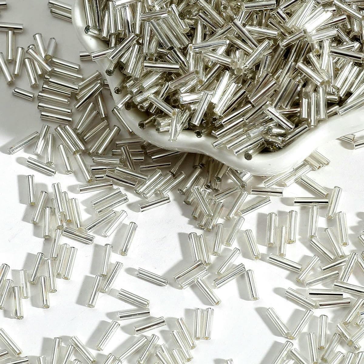 Kit de fabricación de pulseras, 100 cuentas de tubo de corneta de cristal, cornetas largas redondas plateadas, perfectas para joyas y accesorios de ropa