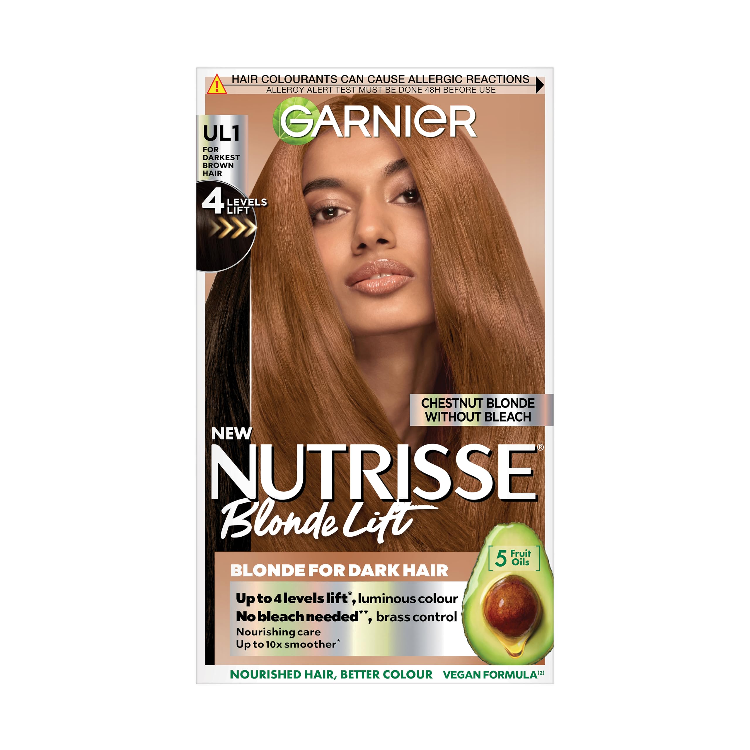 Garnier Nutrisse Blonde Lift Permanent Hair Dye, UL 1 Chestnut Blonde Lift