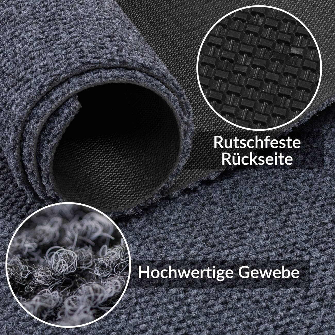 ANRO Schmutzfangmatte Meterware Teppichläufer Schmutzfangläufer Teppichboden BOB Bodenbelag robust rutschfest Auslegware für Eingang Flur Büro Keller 350 x 120 cm Grau