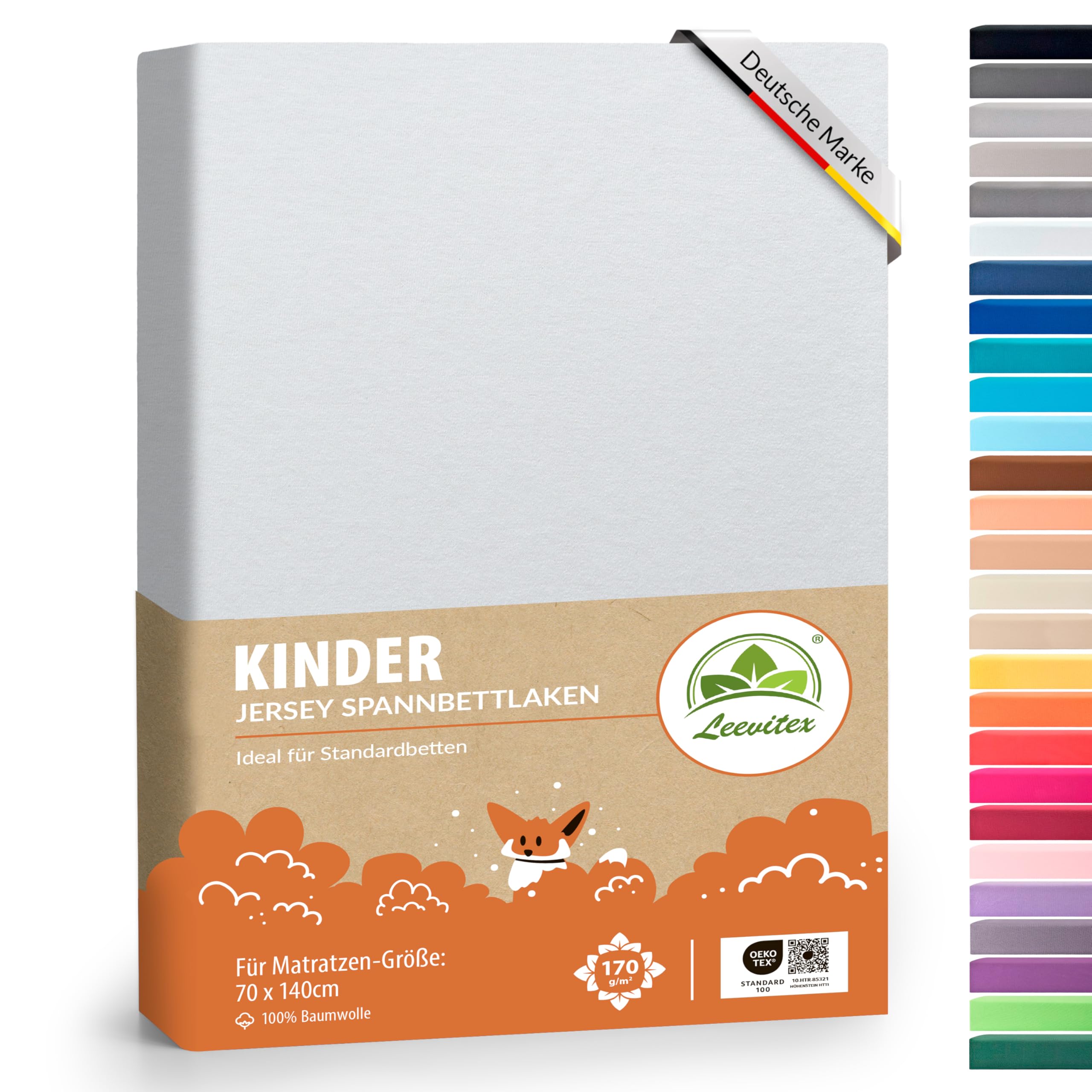 Premium Kinder Spannbettlaken leevitex® | 1er Set | Für Babybett & Kinderbett 70 x 140 cm | 100% hochwertige Mako-Jersey-Baumwolle - 170 g/m² | Öko Tex geprüft | Weiß