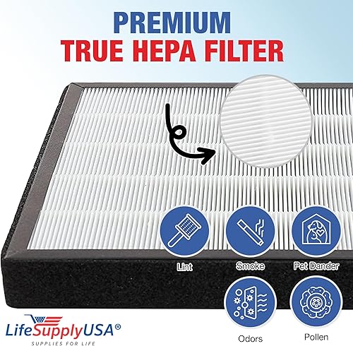 Miniatura 4 de Filtro de repuesto para filtro de aire HEPA 2 en 1 + carbón activado para aire envolvente Intelli-Pro XJ-3800 Series Air Cleaner LifeSupplyUSA