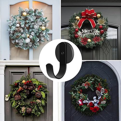Miniatura 6 de FYY Percha magnética para corona, paquete de 2 imanes resistentes con gancho para refrigerador, ganchos magnéticos para decoración de Navidad para