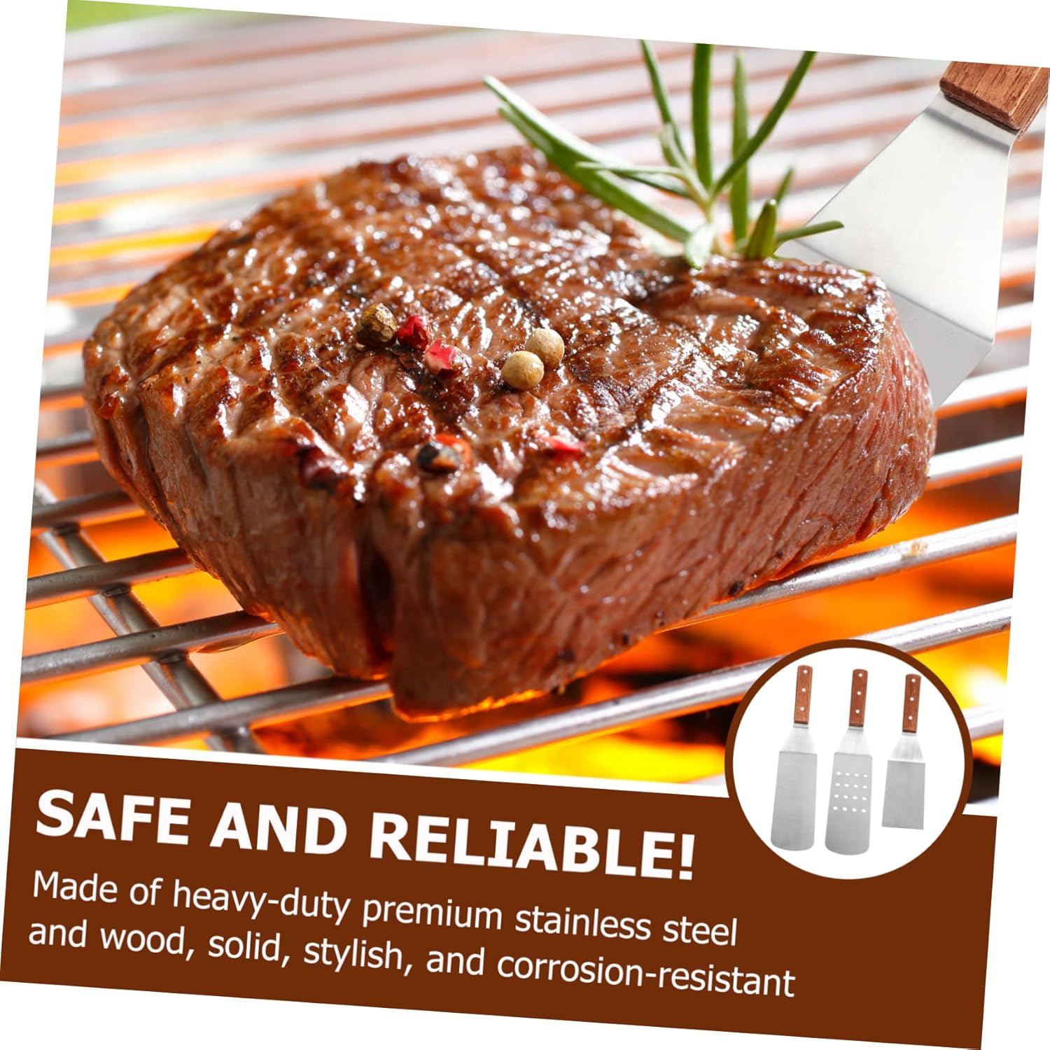 POPETPOP 1Set Stainless Steel BBQ Tool Set with Handles Versatile Griddle Utensils for Outdoor Cooking Barbecue and Family Gatherings Lightweight and Durable Grilling