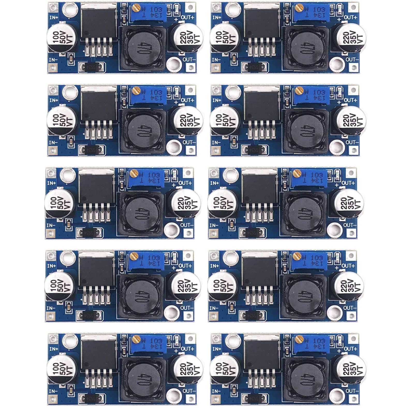 hiBCTR 10 Packs LM2596 Buck Converter DC to DC Step Down Voltage Regulator, 3.0-40V to 1.5-35V Adjustable Power Supply Module, High Efficiency