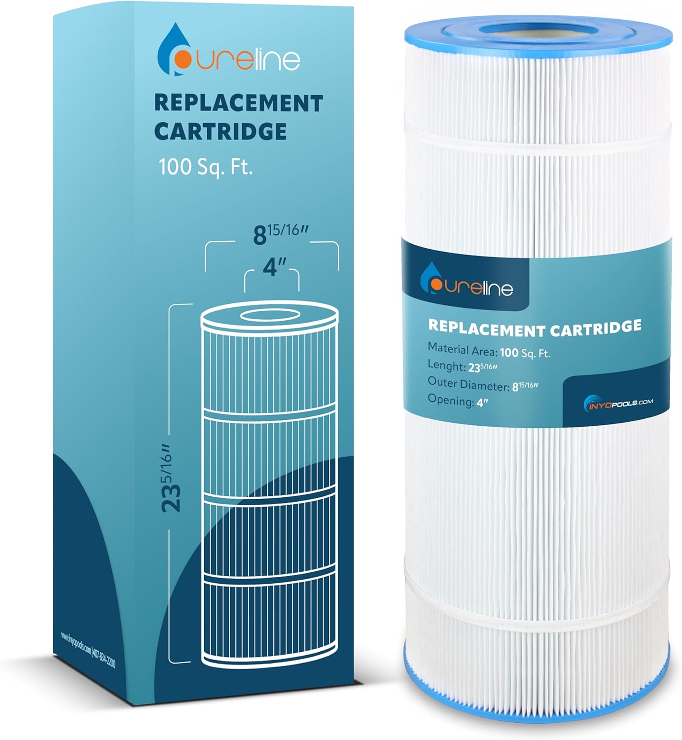 Pureline Pool Replacement Cartridge Filter, 100 Sq Ft