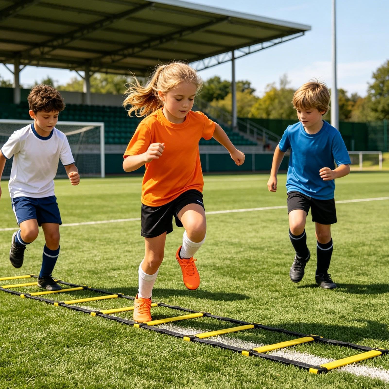 Składana drabina treningowa, przenośny sprzęt fitness, drabina zwinności z regulowanymi szczeblami, profesjonalne akcesoria sportowe z łatwą konfiguracją, materiały dla sportowców piłka nożna piłka