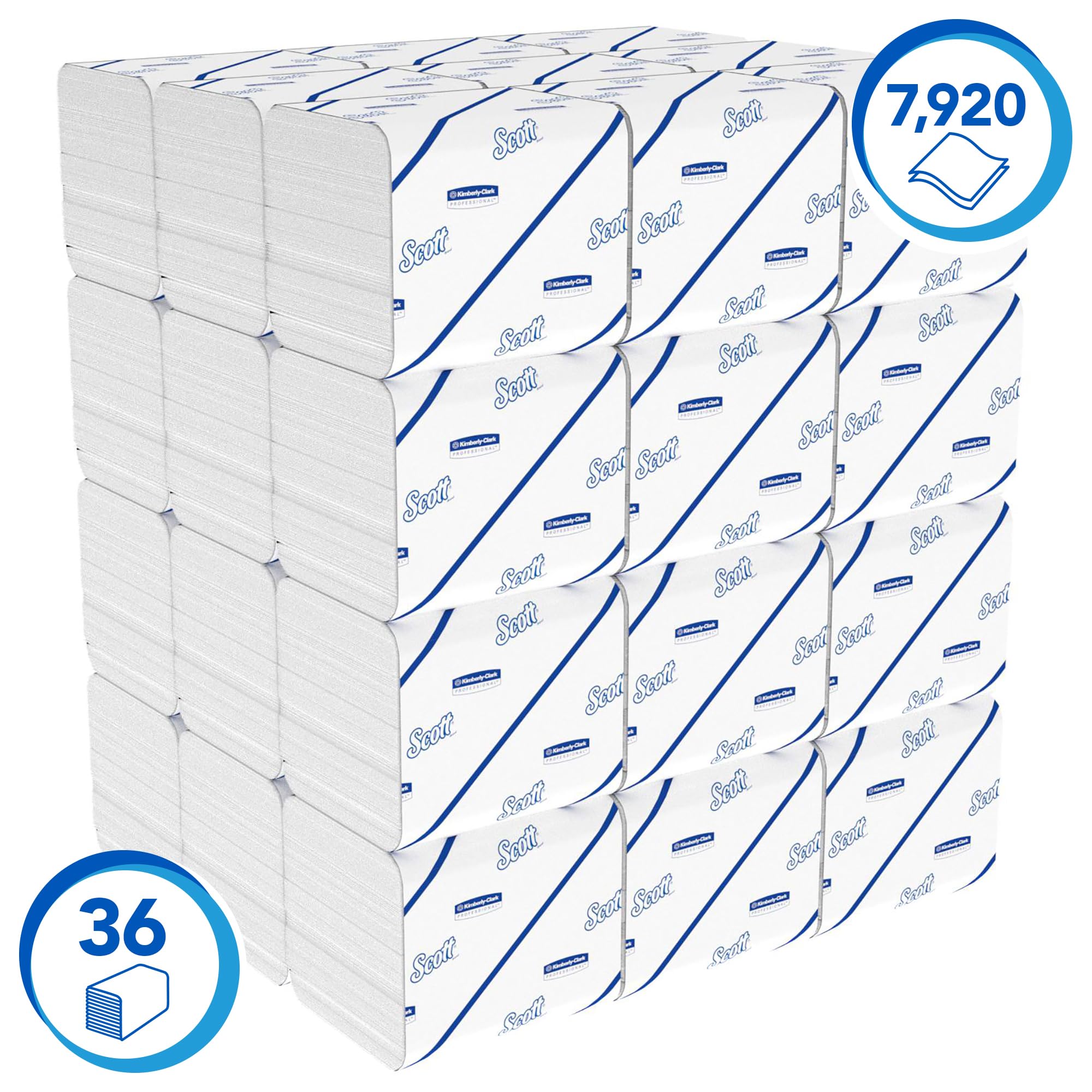 Scott Control Papel Higiénico Plegado 8509, 2 Capas, Suave y Fuerte, 36 Paquetes x 220 Hojas (7.920 total)