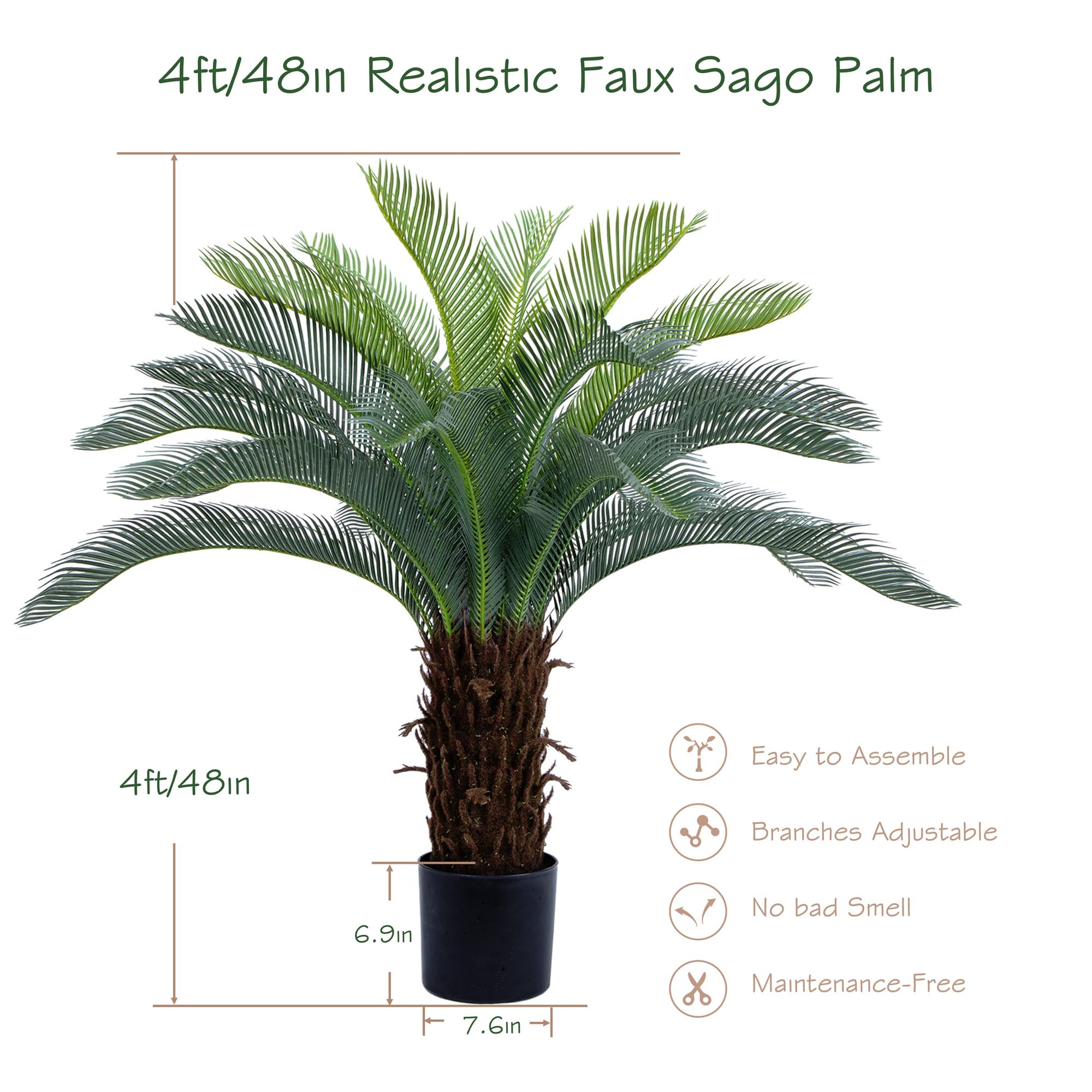 Amazon.com: Bellacat 4ft UV Resistant Faux Sago Palm Tree with