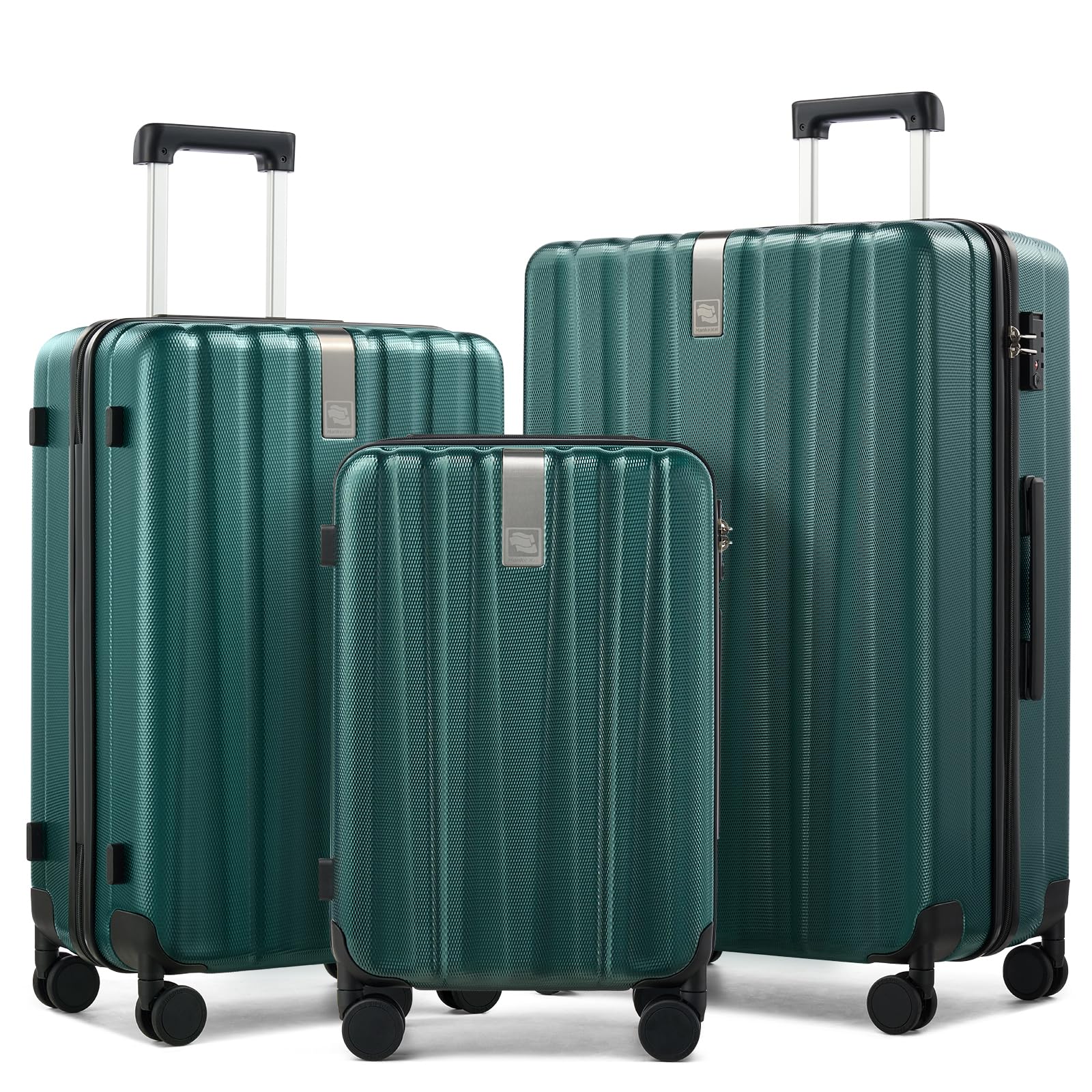 Photo 1 of ***BROKEN WHEEL***Hanke Hardshell Luggage Sets 3 Piece Extra Large Suitcases with Lock,28 Inch Luggage with Spinner Wheels, PC Travel Suitcase for Women Men 20 24 29Inch,Blackish Green