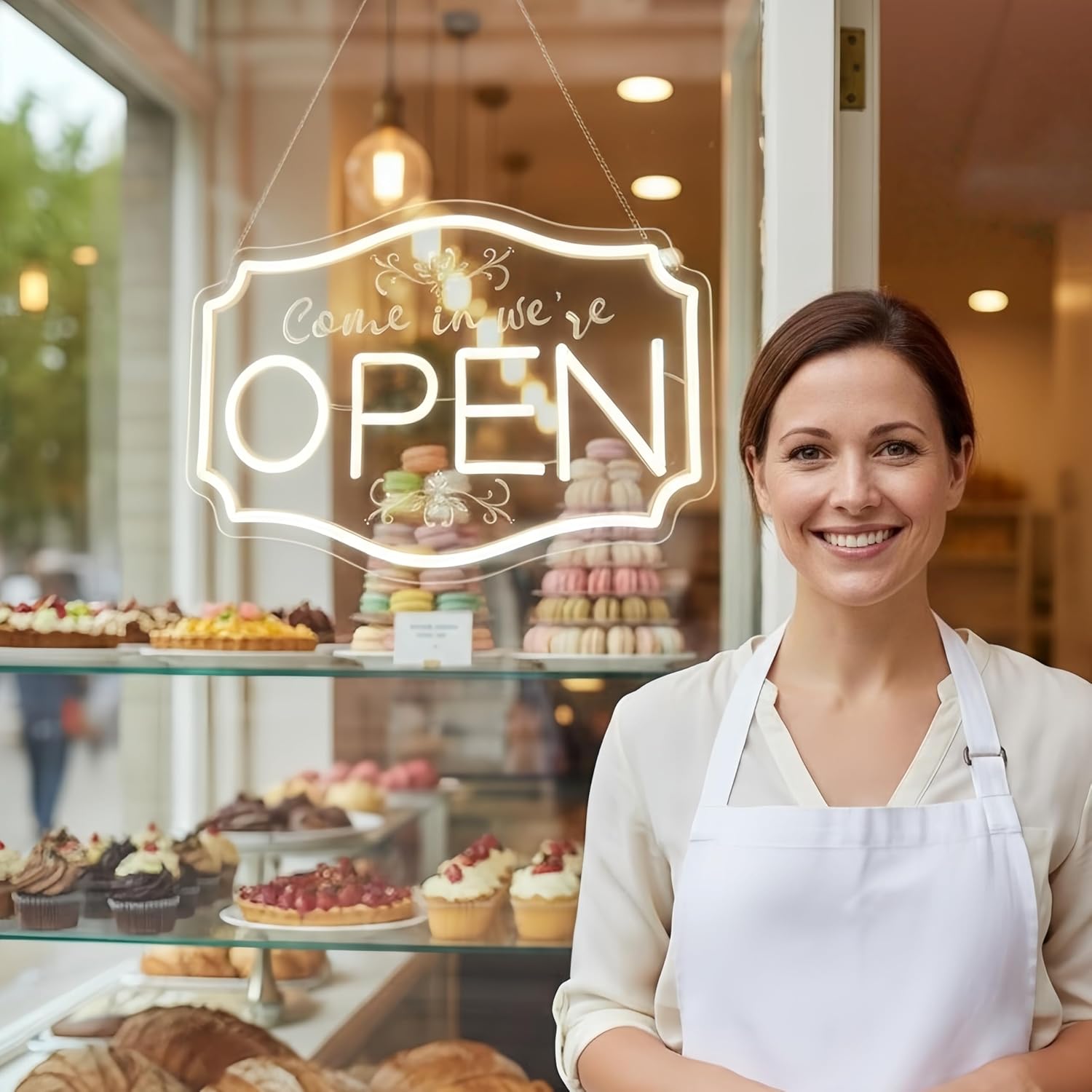 Neon Open Signs for Business， LED Adjustable Brightness Light Up Sign for Bar Slaon Stores Cafes Restaurant Hotel Storefront Window We are Open Signs