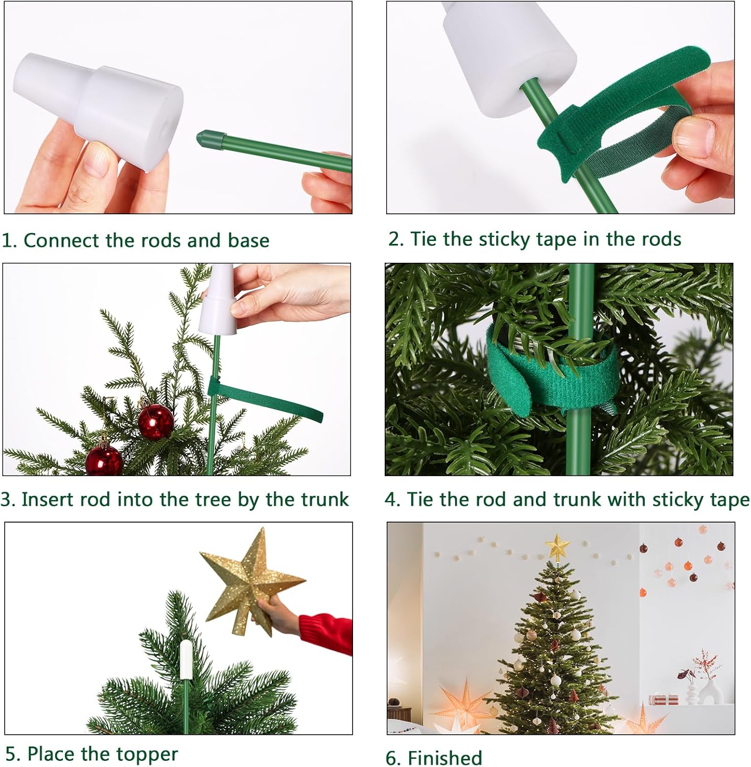 3 Pcs Christmas Tree Topper Holder - Holiday Universal Tree Topper Stabilizer Treetop Base & Stand Xmas Tree Topper Supporter Fit All Base Types Adjustable Attachments Stabilize Treetop Ornament - Image 7