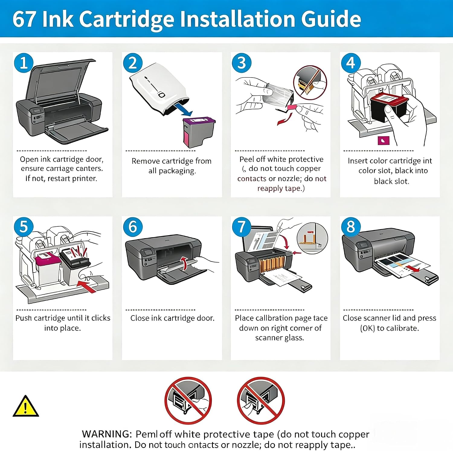 67 67XL Ink Cartridge Black/Color Combo Pack High Yield with Chip, 2-Pack image 5