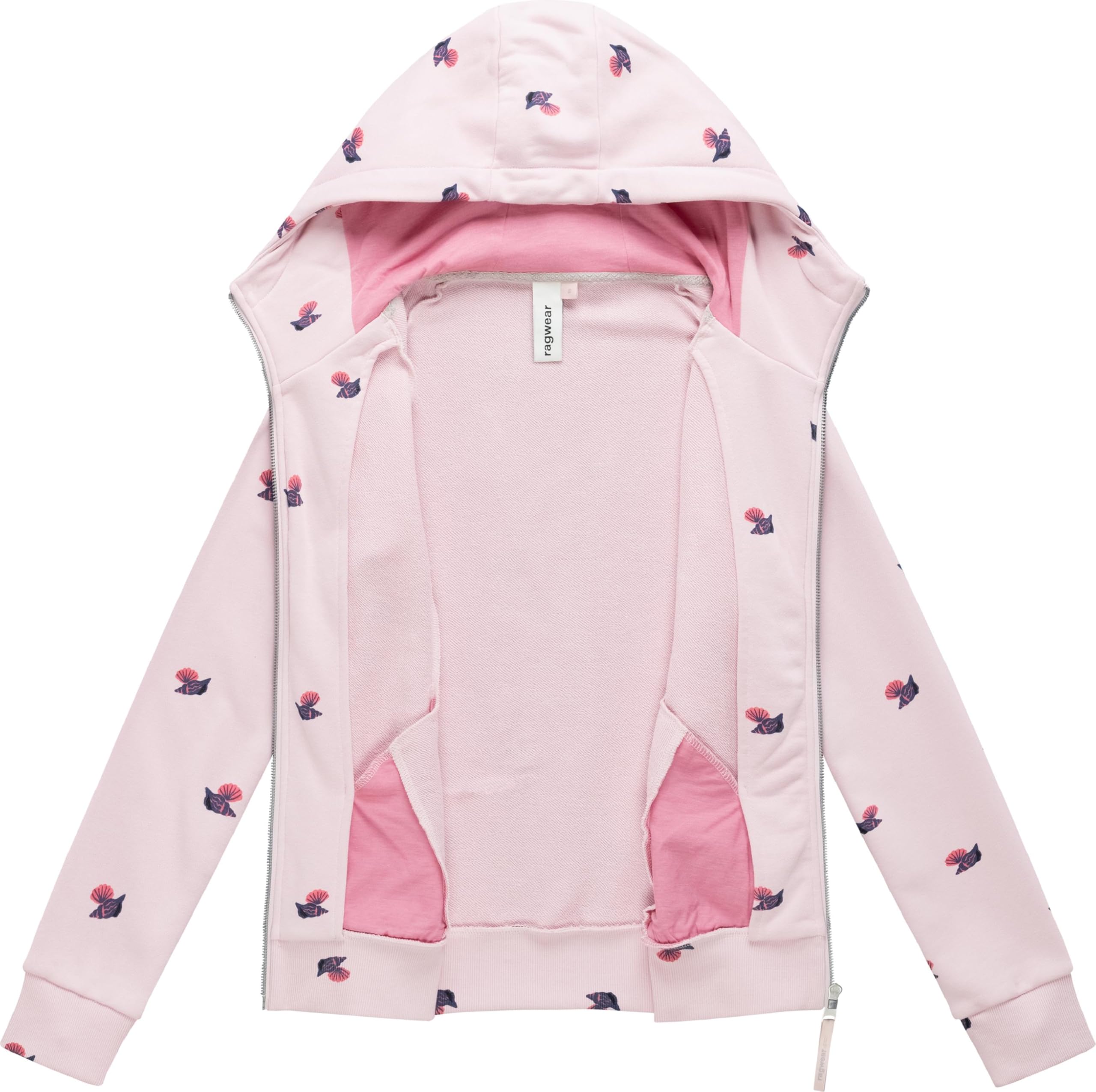 Ragwear Damska luźna bluza treningowa kurtka sportowa z kapturem i nadrukiem muszli Fllawia Shells Marshmallow rozm. S