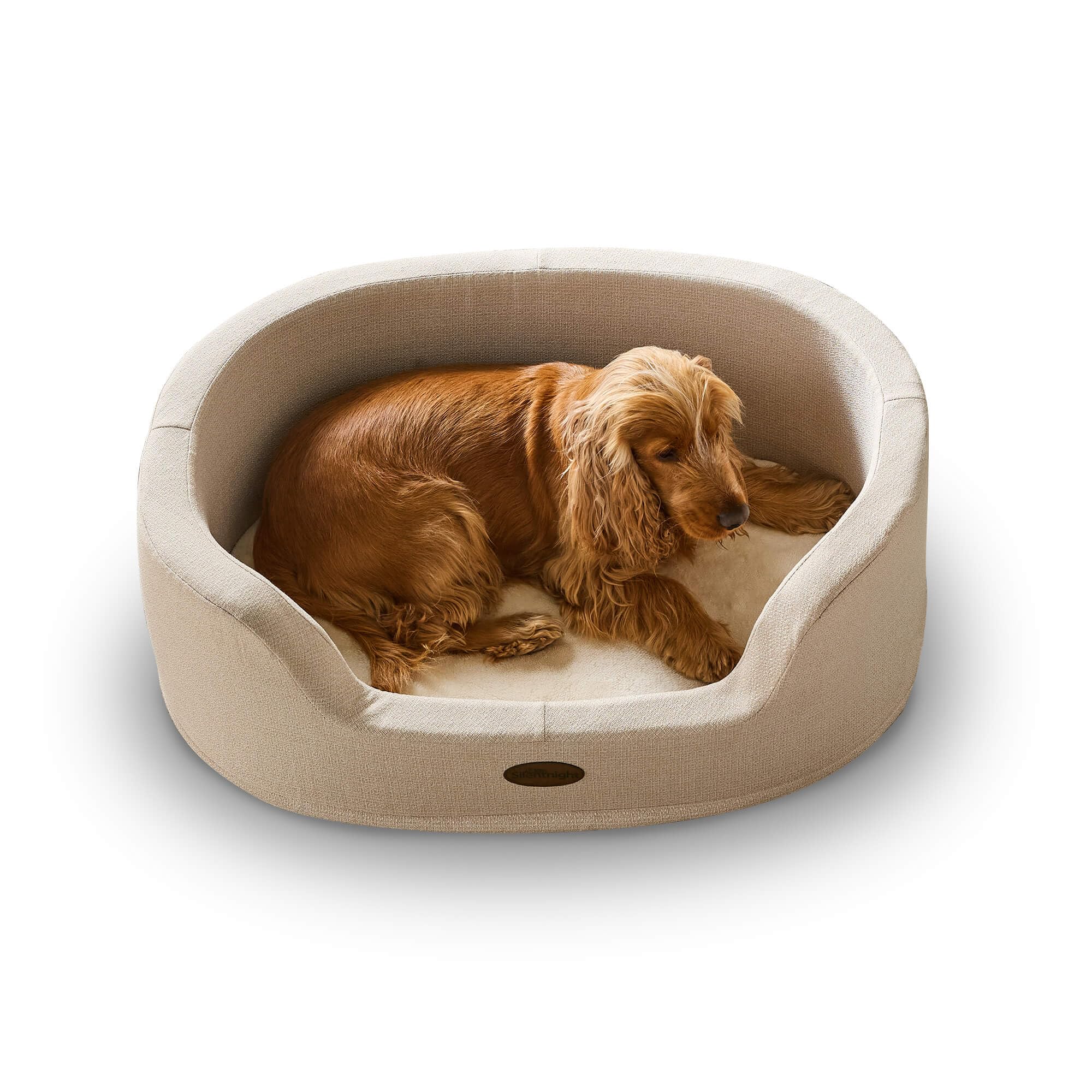 Silentnight Orthopaedic Donut Dog Bed - Luxury Faux Fur Base and Support Sides for Cosy & Comfort - Ease Anxiety Aches & Pains - Removable Washable Cover - Non-Slip Base Pet Bed, Natural, Medium