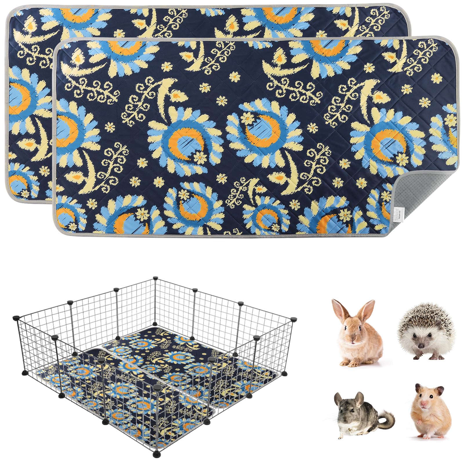 Tapis de cage pour cochon d'inde Tanice lavable 121x61 cm x2