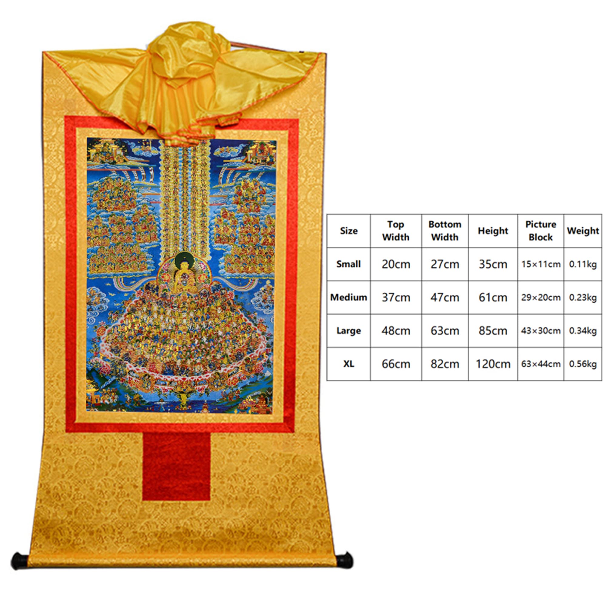 Gandhanra Thangka Tibetische Wandbehang,Shakyamuni Zufluchtsbaum Thangka,Heißgeprägter Buddha Wandteppich für Zen Wohnkultur, Meditation, Spirituelle Entspannung und Ruhe