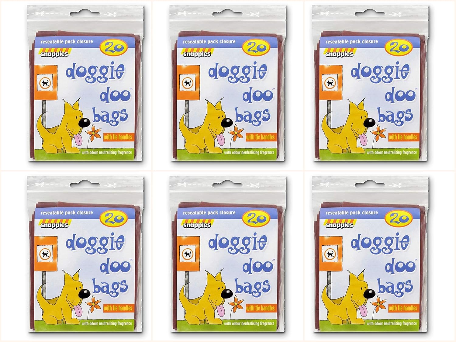 Snappies TidyUp Doggie Doo Bags with Tie Handles 20 per pack (PACK OF