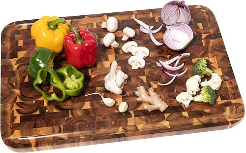 Miniatura 2 de Lipper International 1260 Acacia Supreme End Grain Tabla de cortar y tallar con ranura para jugo, 24" x 16" x 1"