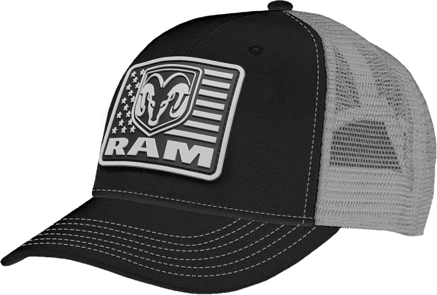 Changes Dodge Ram Patriotic Logo Patch Adjustable Trucker Hat Black