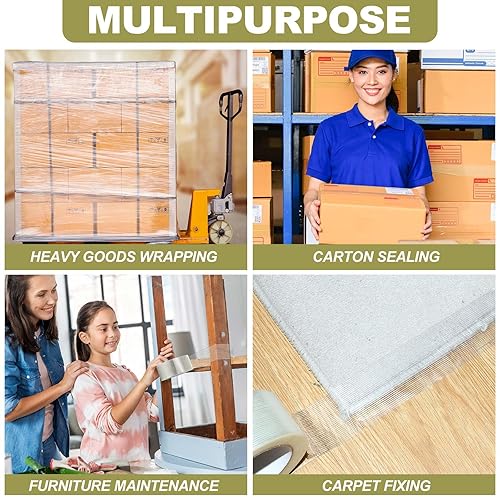 Miniatura 7 de Treela 40 rollos de cinta de flejado de 2 pulgadas x 60 yardas, cinta de filamento de fibra de vidrio de 5.5 mil, tiras de embalaje reforzadas