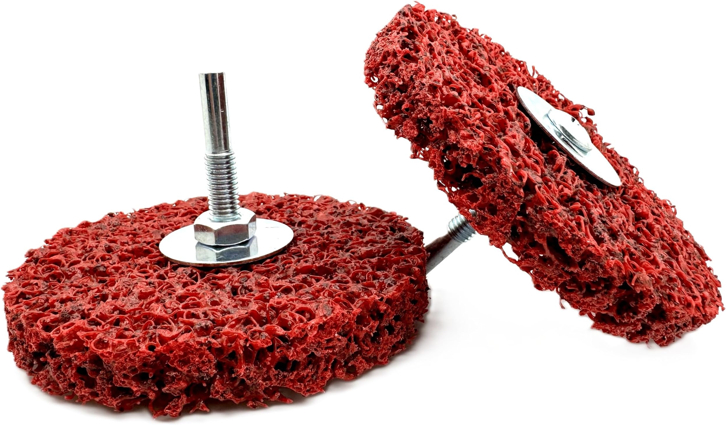 2 Pack Paint Stripping Disc Drill Attachment | 4" x 1/2" Wide with 1/4" Shaft | Strip & Clean Discs Remove Paint Coating Rust | Red Heavy Duty Extra Coarse | Pack of 2