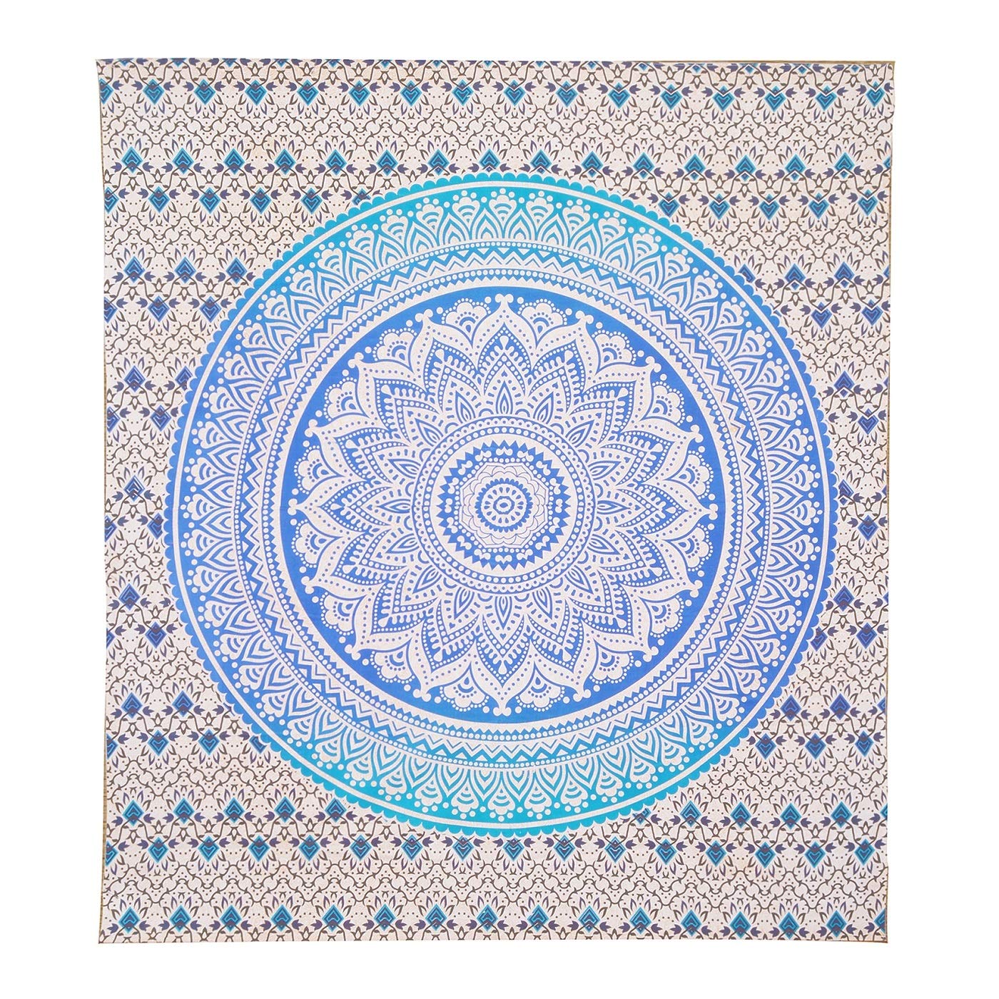 NidhiMulti Color Queen 240 x 220 cm Bedspreads with tapestry print with Mandala can also be used as wall hanging, table cover, sofa cover, beach mat and many more - 1 Piece