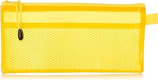 مقلمة قماشية بسوستة، مقاس 12 × 23 سم، لون أصفر