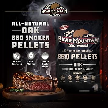 Bear Mountain BBQ Premium All Natural Oak Wood Smoker Pellets for Smoker Grill, Outdoor Gas, Charcoal, and Electric Grill, 40 Pounds (2 Pack)