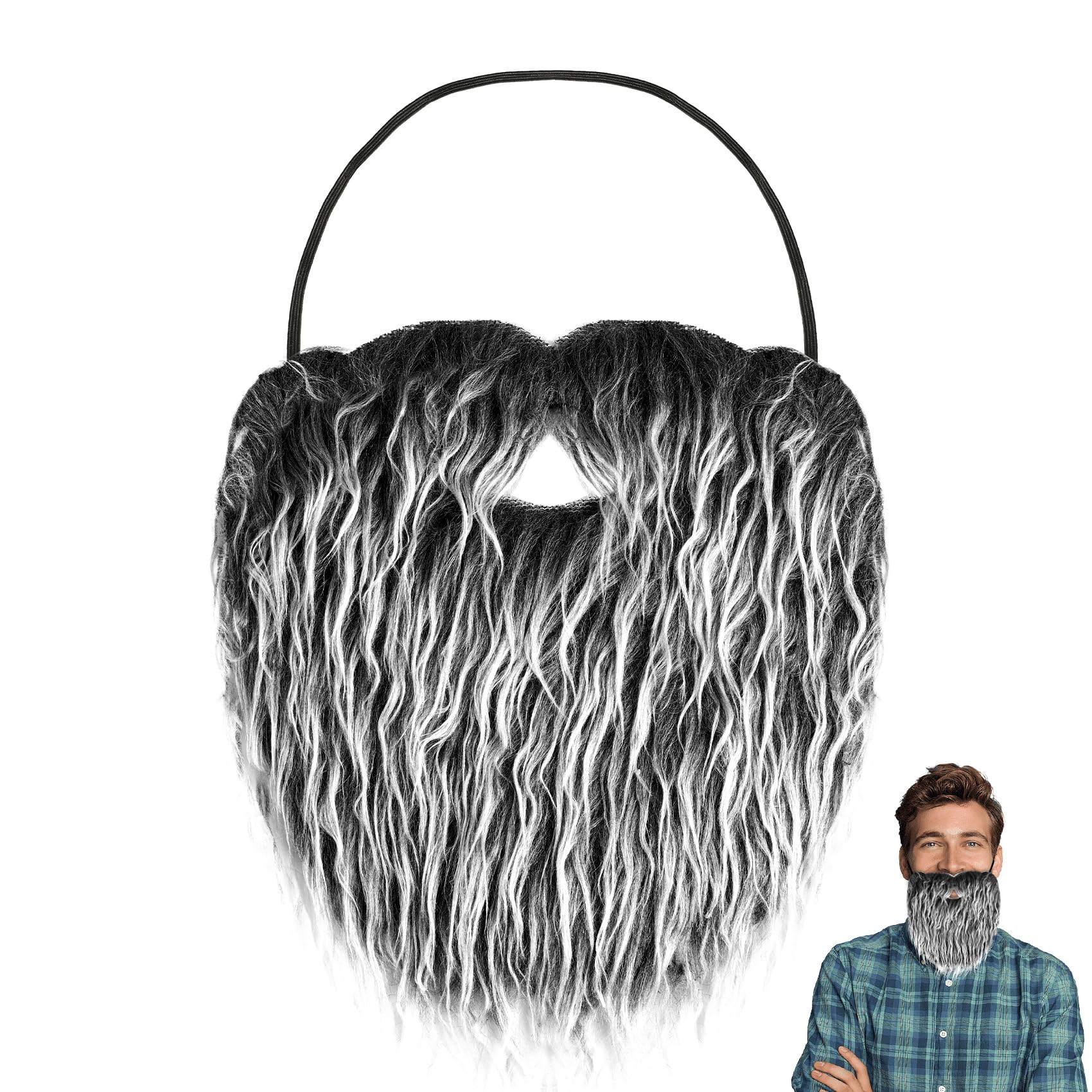 Fake Beard Mustache with Elastic Band Fake Mustache Facial Hair Costume Accessories for Adults Old Man Cosplay Party Supplies