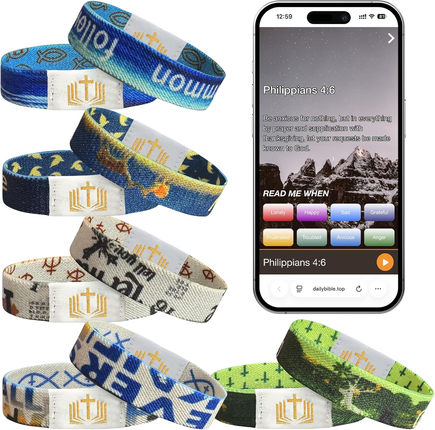 Daily Bible Verse Bracelets, Wearable Christian Bible Bracelet Inspirational Christian Friendship Accessory Men Women Festival Birthday Jewelry Gift Party Supply