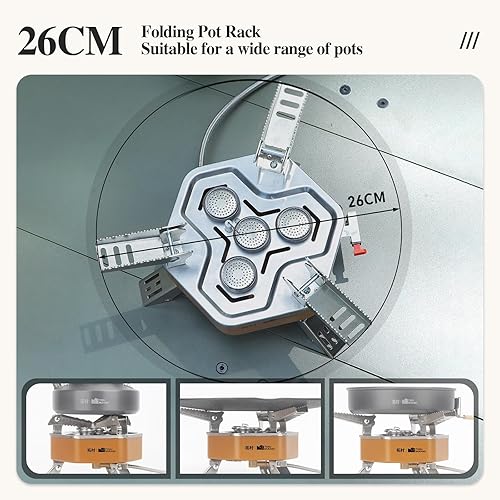 Miniatura 3 de Estufa portátil plegable de butano de 12800 W con funda de transporte, encendido electrónico, mini estufa para acampar al aire libre, senderismo,