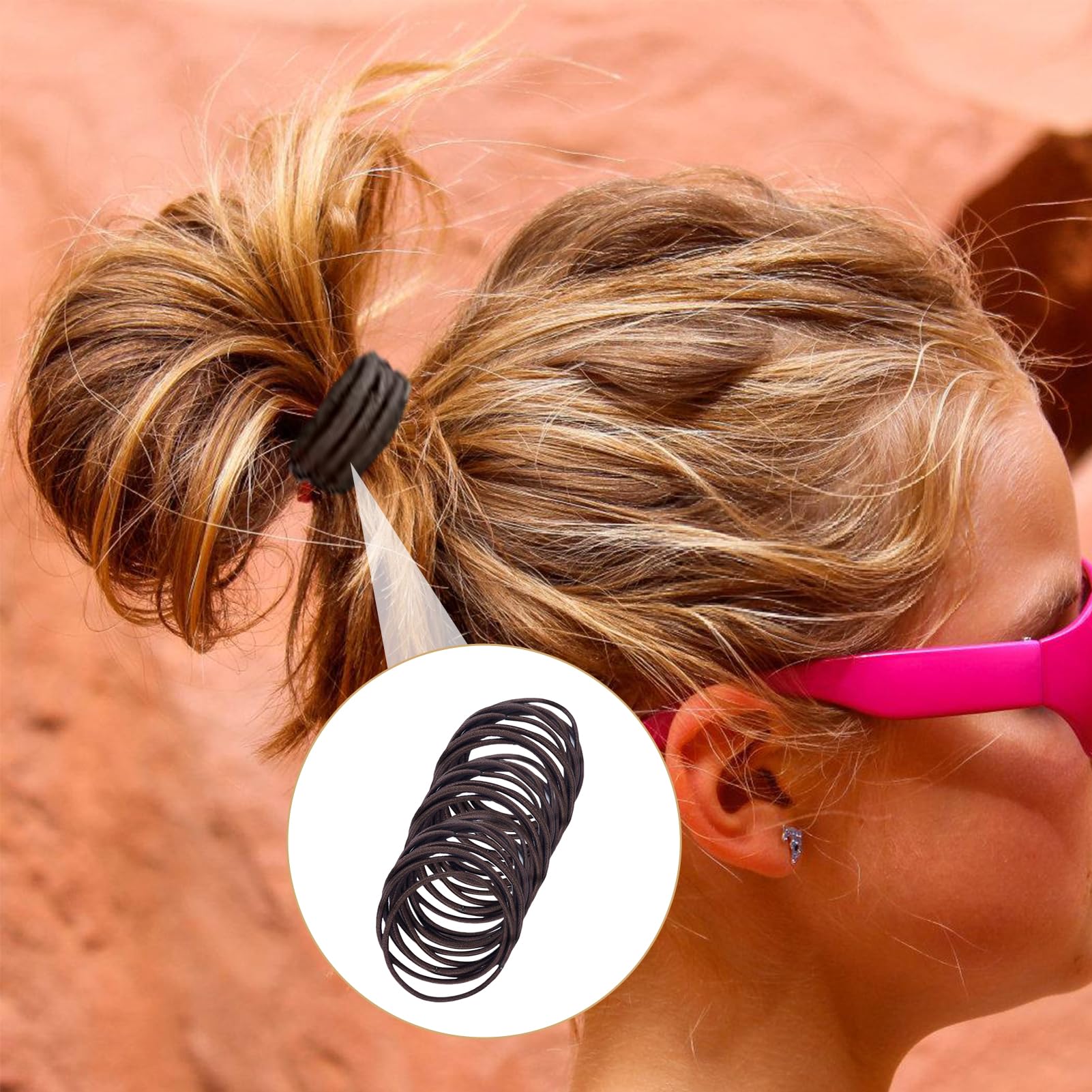 100 PCS Hair Bands, 2mm Small Thin Elastic Hair Ties Seamless Ponytail Braids Holders - Image 4