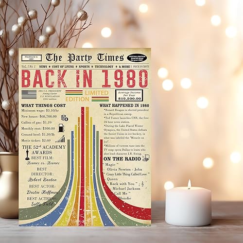 Miniatura 6 de Tarjeta de regalo jumbo de cumpleaños 45 para mujeres y hombres, tarjeta de feliz cumpleaños de 45 años para marido y esposa, decoraciones retro de