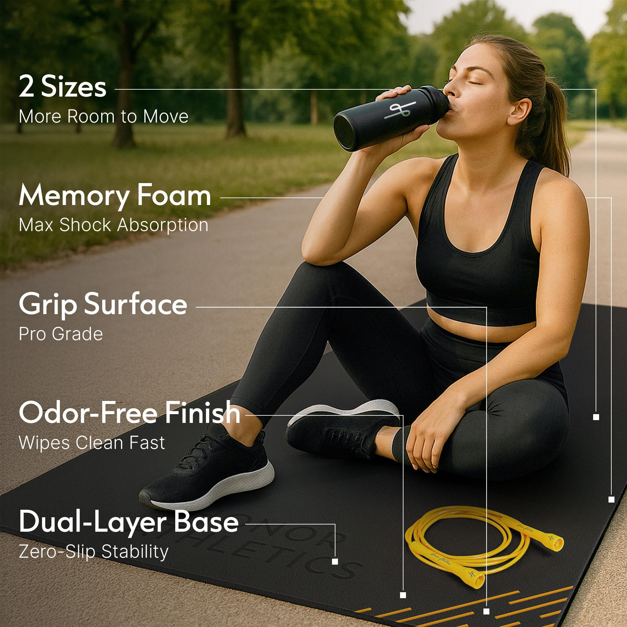 Honor Athletics Tappetino Premium per Corda da Saltare – Gomma Alta Densità 1/4" | Superficie Antiscivolo Interno/Esterno | Tappetino Resistente e Senza Odori