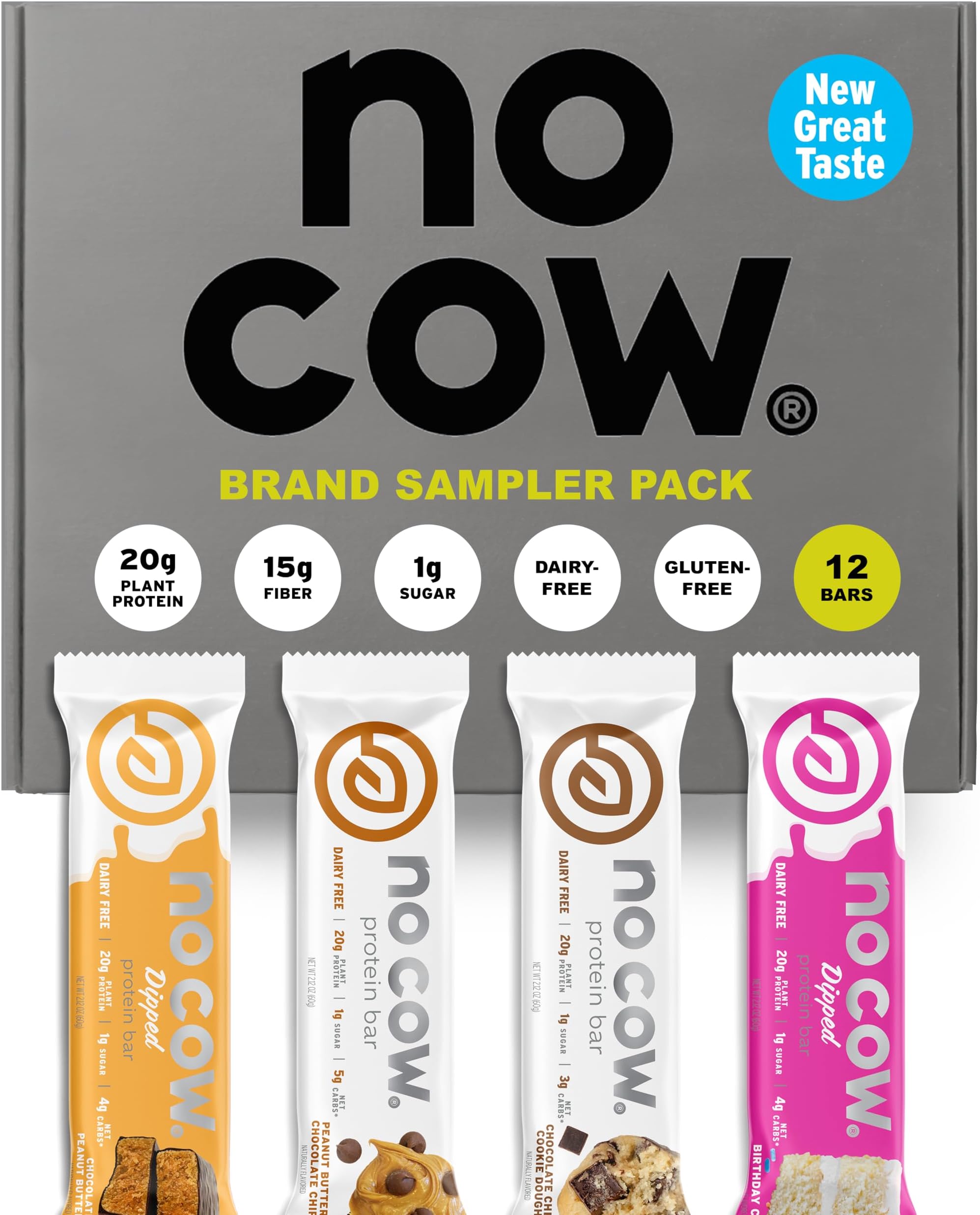 Vegan Protein Bars, Upgraded Brand Sampler Pack | 20g Plant Based Protein, Gluten Free, Dairy Free, Soy Free, Keto Friendly, Low Sugar, High Fiber Snack Bars | Pack of 12