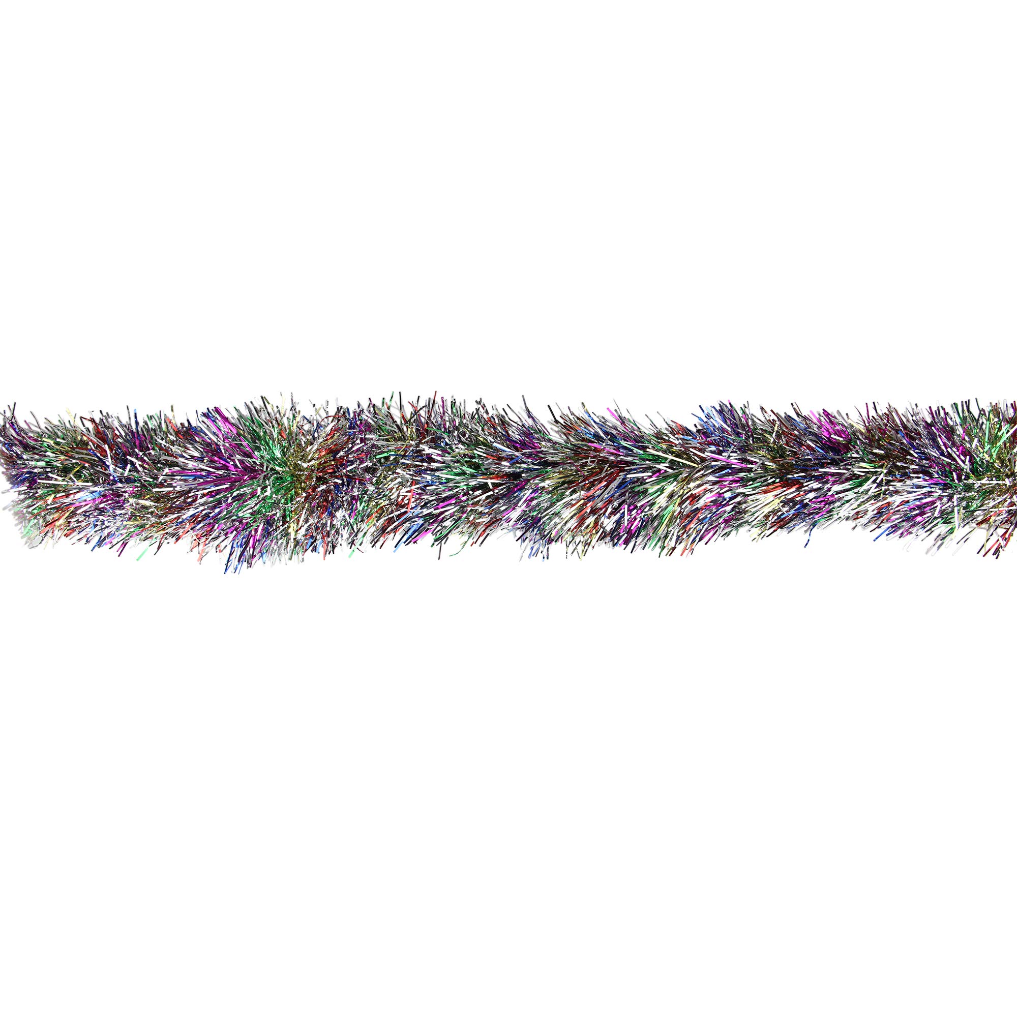 Northlight Festive Shiny Rainbow Colored Christmas Foil Tinsel Garland Unlit-8 Ply, 50', Multi