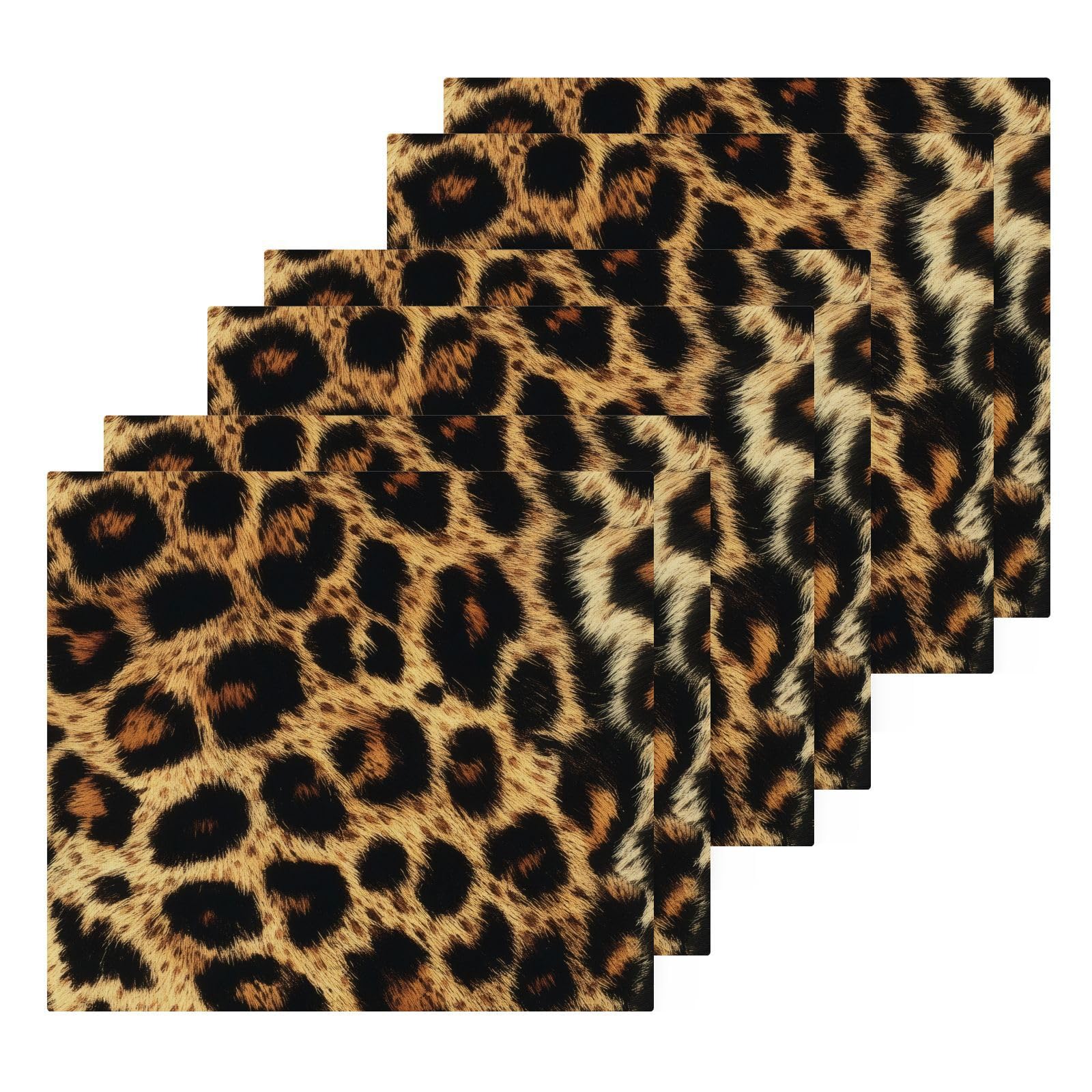 Haskirky Washcloths 6 Pack Leopard Texture Cotton Wash Cloths - 12 x 12 Inches Highly Absorbent Soft Face Towel Bath Quick Drying Hand Towels for Bathroom,Gym,Hotel and Spa