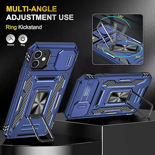Miniatura 5 de Funda para iPhone 11 con 2 protectores de pantalla de vidrio, funda con función atril para iPhone 11 con cubierta deslizante para cámara y soporte