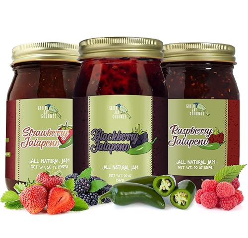 Miniatura 3 de Green Jay Gourmet TRAFFIC Mermelada de frambuesa totalmente natural con melocotones, frambuesas rojas, cerezas y arándanos, mermelada de frutas