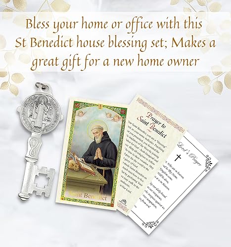 Miniatura 2 de Llave de San Benito - Tarjeta de oración y la oración del Señor | Tarjeta de San Benito de Nursia, llave del Santo Patrón de Europa (Llave de San