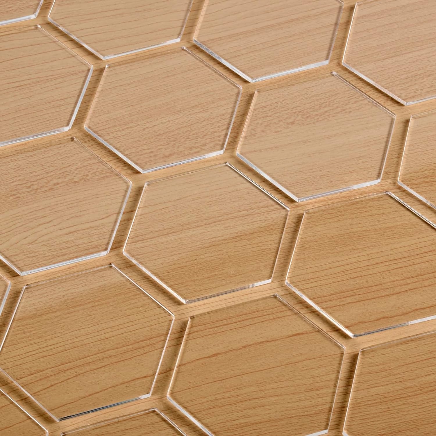 100 Pcs Clear Acrylic Place Cards 1/8" Thick, 3.15" x 2.75" Small Hexagon Blank Acrylic Tiles Seating Card, Escort Name Plate for Table Setting, Wedding, Dinner Party